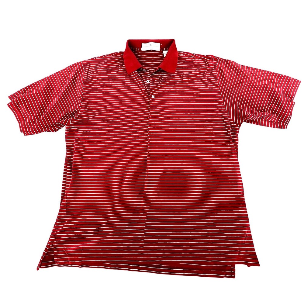 Vintage‎ Fairway & Greene XL Red White Striped Polo 100% Cotton Bear Lakes